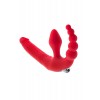 Фото товара: Красный безремневой страпон с вибрацией и анальным отростком, код товара: 901401-9/Арт.98747, номер 1