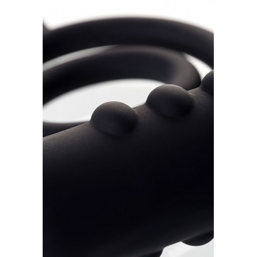 Фото товара: Чёрное эрекционное кольцо с вибростимулятором и анальным хвостом, код товара: 541306/Арт.98750, номер 6