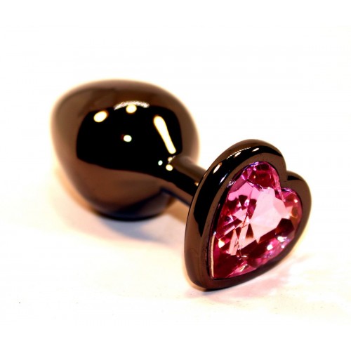 Купить Чёрная пробка с розовым сердцем-кристаллом - 7 см. код товара: 47438/Арт.100658. Секс-шоп в СПб - EROTICOASIS | Интим товары для взрослых 
