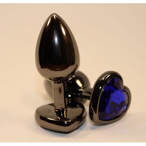 Фото товара: Чёрная пробка с синим сердцем-кристаллом - 7 см., код товара: 47438-3/Арт.100659, номер 1