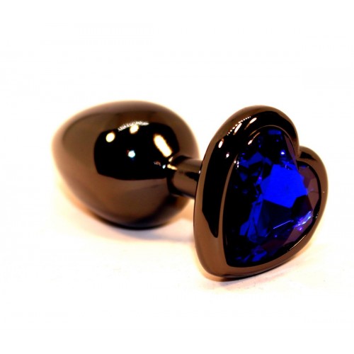 Купить Чёрная пробка с синим сердцем-кристаллом - 7 см. код товара: 47438-3/Арт.100659. Секс-шоп в СПб - EROTICOASIS | Интим товары для взрослых 