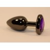 Фото товара: Чёрная анальная пробка с фиолетовым стразом - 7 см., код товара: 47438-5/Арт.100660, номер 1