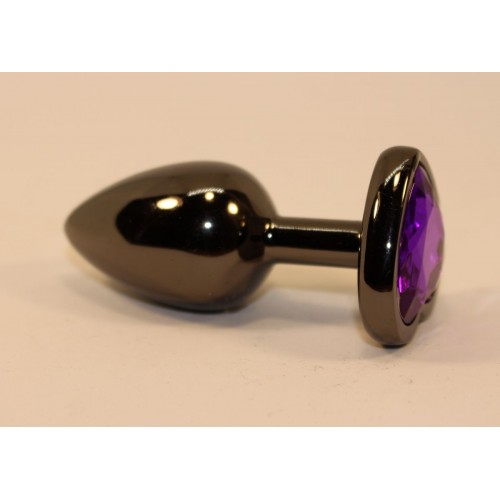 Фото товара: Чёрная анальная пробка с фиолетовым стразом - 7 см., код товара: 47438-5/Арт.100660, номер 1