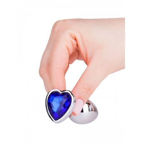 Фото товара: Серебристая анальная втулка с синим кристаллом-сердцем - 7 см., код товара: 514-07 blue-DD/Арт.101533, номер 5