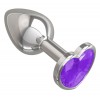 Фото товара: Серебристая анальная втулка с фиолетовым кристаллом-сердцем - 7 см., код товара: 514-08 purple-DD/Арт.101534, номер 1