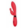Купить Красный вибратор Yonce с клиторальным зайчиком - 20,5 см. код товара: 7702-01indeep/Арт.102031. Онлайн секс-шоп в СПб - EroticOasis 