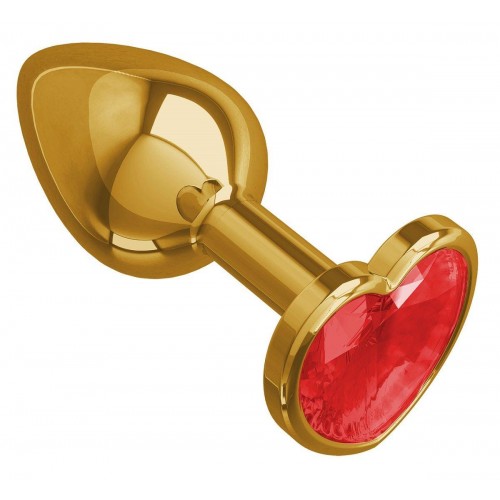 Фото товара: Золотистая анальная втулка с красным кристаллом-сердцем - 7 см., код товара: 511-04 red-DD/Арт.103136, номер 1