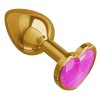 Фото товара: Золотистая анальная втулка с розовым кристаллом-сердцем - 7 см., код товара: 511-06 pink-DD / Арт.103137, номер 1