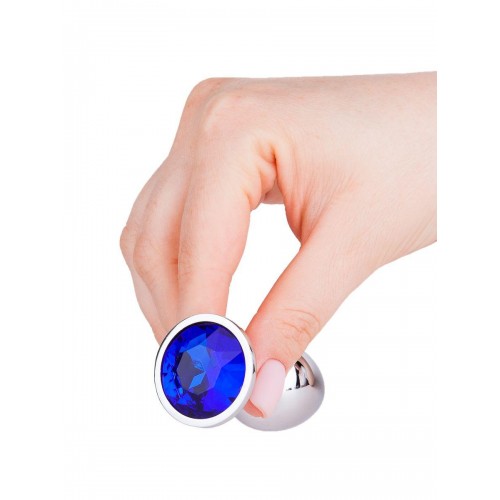 Фото товара: Серебристая анальная втулка с синим кристаллом - 7 см., код товара: 513-07 blue-DD/Арт.103144, номер 6