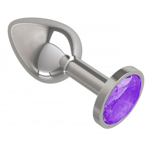 Фото товара: Серебристая анальная втулка с фиолетовым кристаллом - 7 см., код товара: 513-08 purple-DD/Арт.103145, номер 1