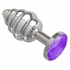 Фото товара: Серебристая пробка с рёбрышками и фиолетовым кристаллом - 7 см., код товара: 515-08 purple-DD/Арт.103153, номер 1
