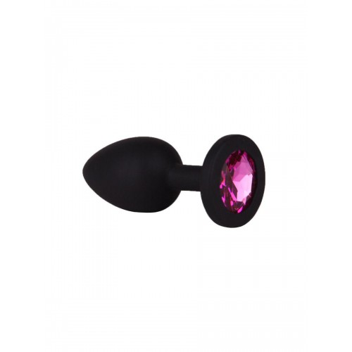 Фото товара: Чёрная анальная втулка с малиновым кристаллом - 7,3 см., код товара: 518-02 crimson-DD/Арт.103163, номер 4