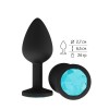 Фото товара: Чёрная анальная втулка с голубым кристаллом - 7,3 см., код товара: 518-05 aqua-DD/Арт.103164, номер 1