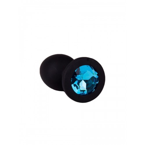 Фото товара: Чёрная анальная втулка с голубым кристаллом - 7,3 см., код товара: 518-05 aqua-DD/Арт.103164, номер 3