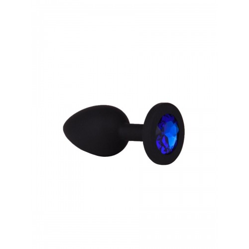 Фото товара: Чёрная анальная втулка с синим кристаллом - 7,3 см., код товара: 518-07 blue-DD/Арт.103165, номер 4