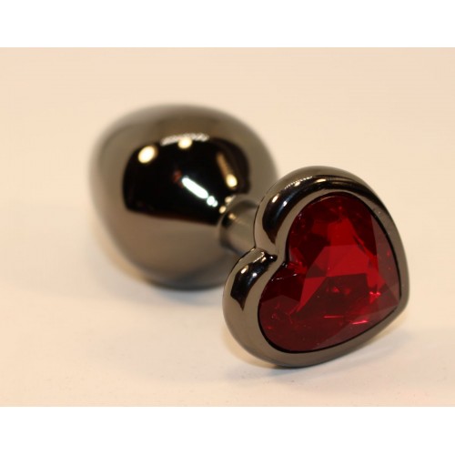 Фото товара: Чёрная анальная пробка с красным стразом-сердцем - 8 см., код товара: 47447-2/Арт.103301, номер 1