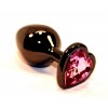 Фото товара: Чёрная анальная пробка с розовым стразом-сердцем - 8 см., код товара: 47447/Арт.103305, номер 1