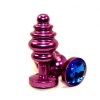Купить Фиолетовая рифленая пробка с синим кристаллом - 7,3 см. код товара: 47429-3/Арт.103317. Секс-шоп в СПб - EROTICOASIS | Интим товары для взрослых 