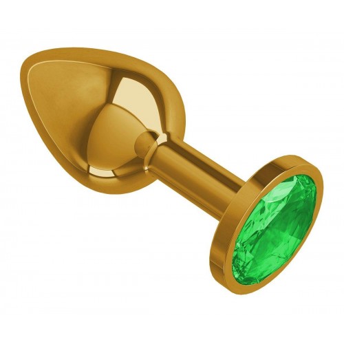 Фото товара: Золотистая анальная втулка с зеленым кристаллом - 7 см., код товара: 510-03 green-DD/Арт.106705, номер 1