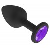 Фото товара: Чёрная анальная втулка с фиолетовым кристаллом - 7,3 см., код товара: 518-08 purple-DD/Арт.107316, номер 1