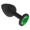 Фото товара: Чёрная анальная втулка с зеленым кристаллом - 7,3 см., код товара: 518-03 green-DD/Арт.109310, номер 1