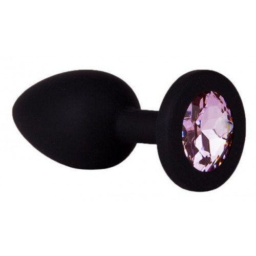 Купить Чёрная анальная втулка с розовым кристаллом - 7,3 см. код товара: 518-06 pink-DD/Арт.109312. Секс-шоп в СПб - EROTICOASIS | Интим товары для взрослых 