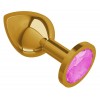 Фото товара: Золотистая средняя пробка с розовым кристаллом - 8,5 см., код товара: 520-06 pink-DD/Арт.109318, номер 1