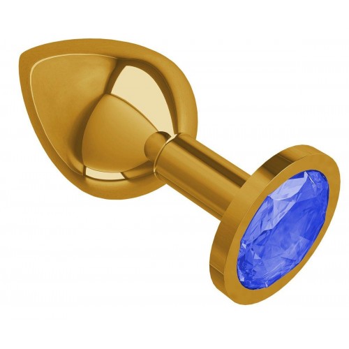 Фото товара: Золотистая средняя пробка с синим кристаллом - 8,5 см., код товара: 520-07 blue-DD/Арт.109319, номер 1