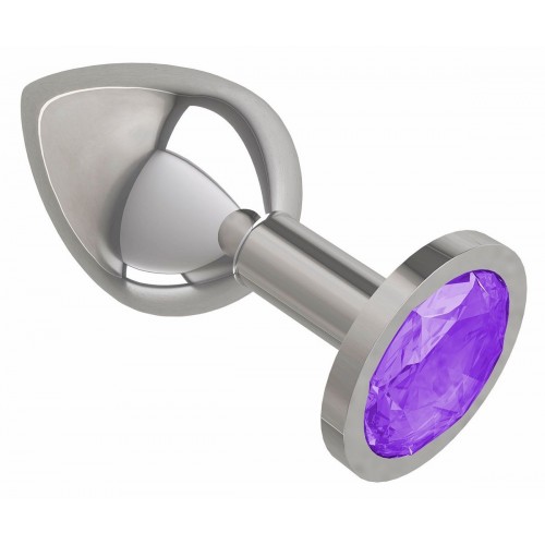 Фото товара: Серебристая средняя пробка с фиолетовым кристаллом - 8,5 см., код товара: 523-08 purple-DD/Арт.109383, номер 1