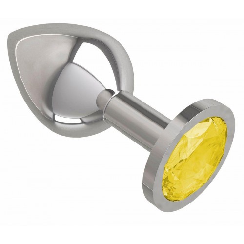 Фото товара: Серебристая средняя пробка с желтым кристаллом - 8,5 см., код товара: 523-11 yellow-DD/Арт.109386, номер 1
