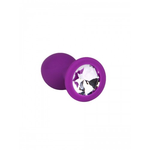 Фото товара: Фиолетовая силиконовая пробка с прозрачным кристаллом - 7,3 см., код товара: 519-01 white-DD/Арт.109556, номер 4