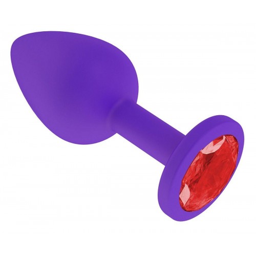 Фото товара: Фиолетовая силиконовая пробка с красным кристаллом - 7,3 см., код товара: 519-04 red-DD/Арт.109559, номер 1
