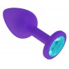 Фото товара: Фиолетовая силиконовая пробка с голубым кристаллом - 7,3 см., код товара: 519-05 aqua-DD/Арт.109560, номер 1