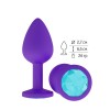 Купить Фиолетовая силиконовая пробка с голубым кристаллом - 7,3 см. код товара: 519-05 aqua-DD/Арт.109560. Секс-шоп в СПб - EROTICOASIS | Интим товары для взрослых 