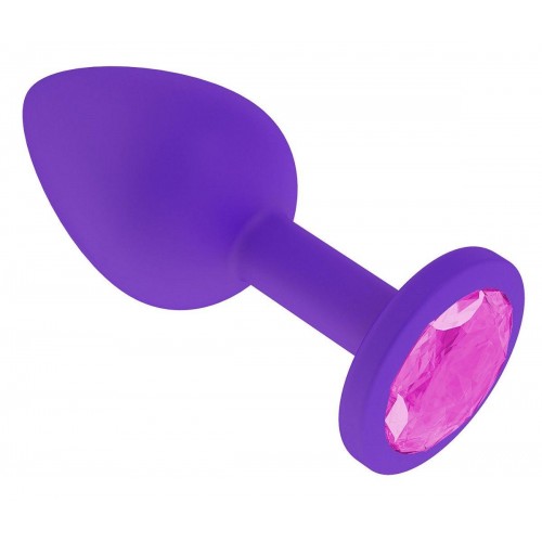 Фото товара: Фиолетовая силиконовая пробка с розовым кристаллом - 7,3 см., код товара: 519-06 pink-DD/Арт.109561, номер 1