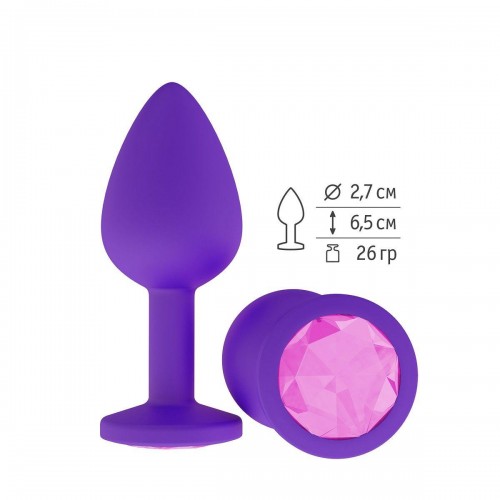 Купить Фиолетовая силиконовая пробка с розовым кристаллом - 7,3 см. код товара: 519-06 pink-DD/Арт.109561. Секс-шоп в СПб - EROTICOASIS | Интим товары для взрослых 