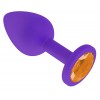 Фото товара: Фиолетовая силиконовая пробка с оранжевым кристаллом - 7,3 см., код товара: 519-10 orange-DD/Арт.109565, номер 1