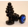 Фото товара: Черная фигурная анальная пробка с синим кристаллом - 8,2 см., код товара: 47474-3/Арт.110347, номер 1