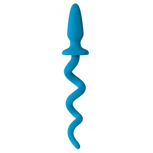 Купить Голубая анальная пробка с хвостом-спиралью Oinkz код товара: NSN-0511-47 / Арт.110629. Секс-шоп в СПб - EROTICOASIS | Интим товары для взрослых 