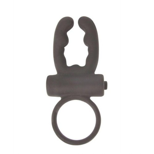 Купить Чёрное эрекционное кольцо с вибрацией и рожками Sex Expert код товара: SEM-55056/Арт.112427. Секс-шоп в СПб - EROTICOASIS | Интим товары для взрослых 