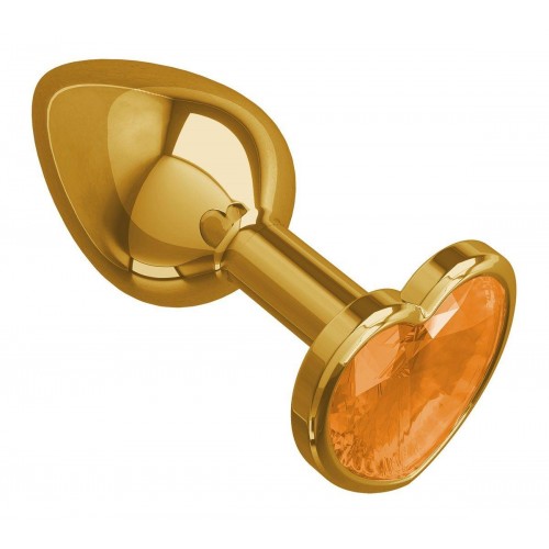 Фото товара: Золотистая анальная втулка с оранжевым кристаллом-сердцем - 7 см., код товара: 511-10 orange-DD/Арт.113673, номер 1