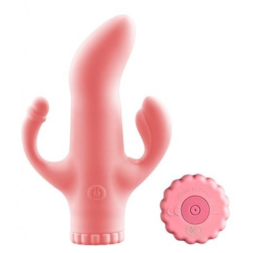 Купить Розовый вибратор с клиторальным и анальным отростками - 15,2 см. код товара: 111783/Арт.116510. Секс-шоп в СПб - EROTICOASIS | Интим товары для взрослых 